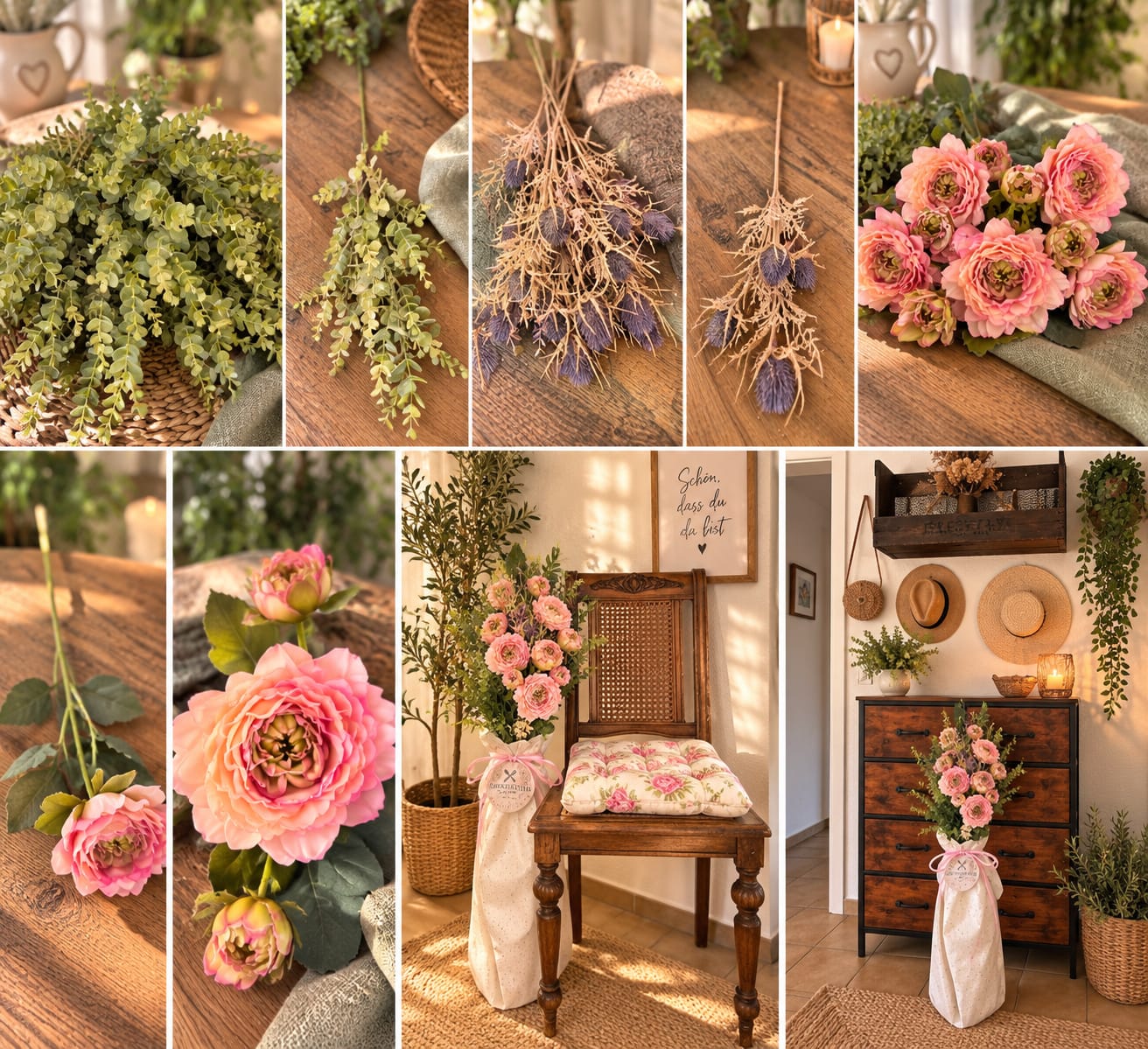 Eine Collage von verschiedenen Blumen